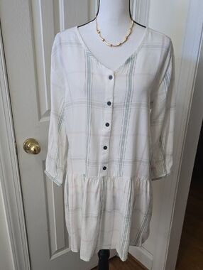 TRUE CRAFT BRAND WOMEN'S LONG SLEEVES IVORY RUFFLES DRESS SIZE SMALL